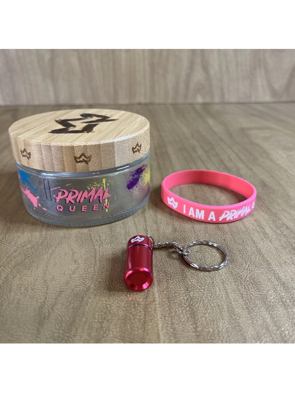 Primal Queen Accessory Set - Jar, Wristband & Keychain